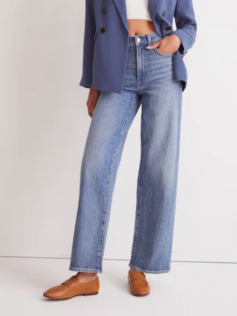 Madewell The Perfect Vintage Wide Leg High Rise Medium Wash Women Size 25 Petite